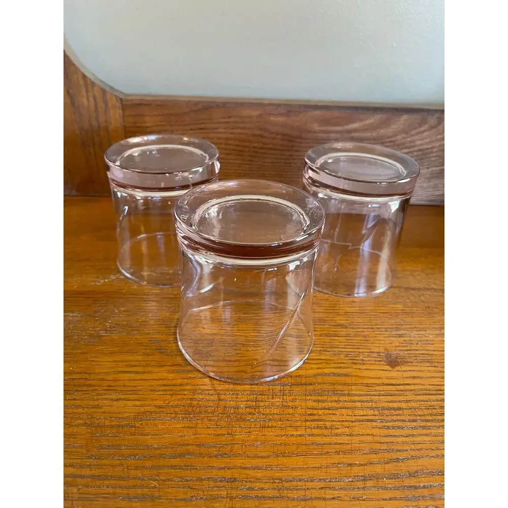 Vintage Libbey Concert Pink Swirl Set of 3 Rocks / Lowball Glasses 3.5